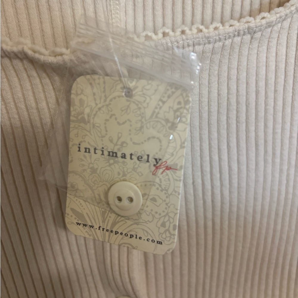 Free People Intimately Ivory Ribbed Button Front Top spring summer NWT basic - Picture 8 of 12